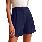 NIMIN Womens Shorts Dressy High Waisted Wide Leg Tailored Shorts Pleated Business Casual Work Trouser Shorts Without Belts