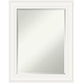 Amanti Art White Bathroom Mirror for Over Sink, 30x24 Ridge White Rectangle Vanity Mirror, Medium Traditional Frame, Hangs Ho