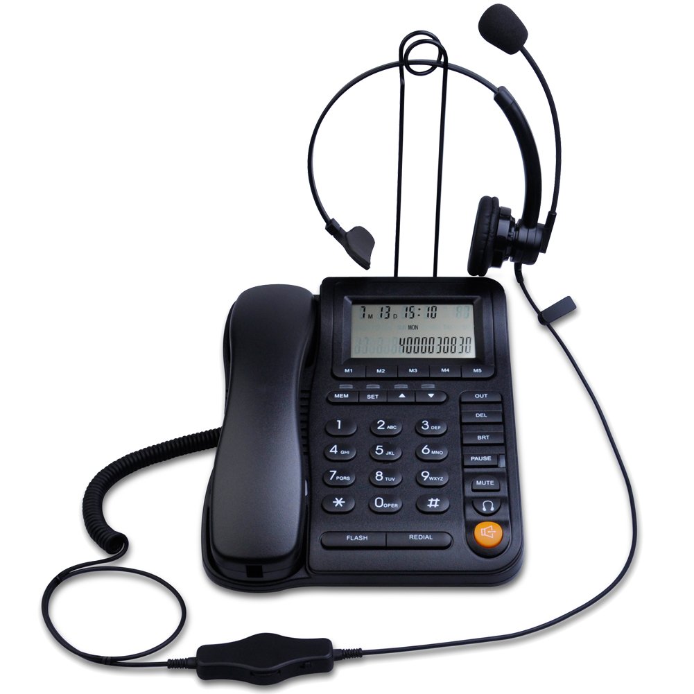 Photo 1 of Home Office Corded Phone with Caller ID, KerLiTar LK-P017B Call Center Phones with Headset, Landline Telephone for Business Desktop Phone with Extra-Large Buttons and Display Screen