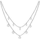 LeCalla Italian Sterling Silver Layered Necklace Handmade Multi Row Layering Necklaces for Women