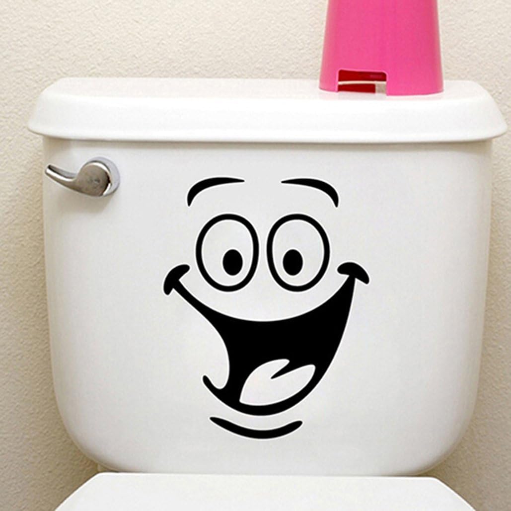 Smiley Face Toilet Sticker, Black