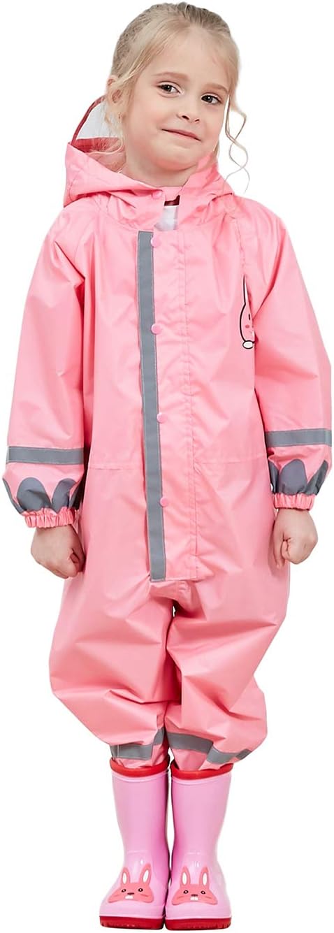 Vmonyco Kids One Piece Rainsuit Toddler Raincoat Waterproof Girls Lightweight Rain Coats/Jacket Girls Boy