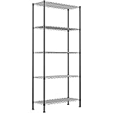 REGILLER 5-Wire Shelving Metal Storage Rack Adjustable Shelves,Standing Storage Shelf Units for Laundry Bathroom Kitchen Pantry Closet(Black,14.1" D x 30" W x 79" H)
