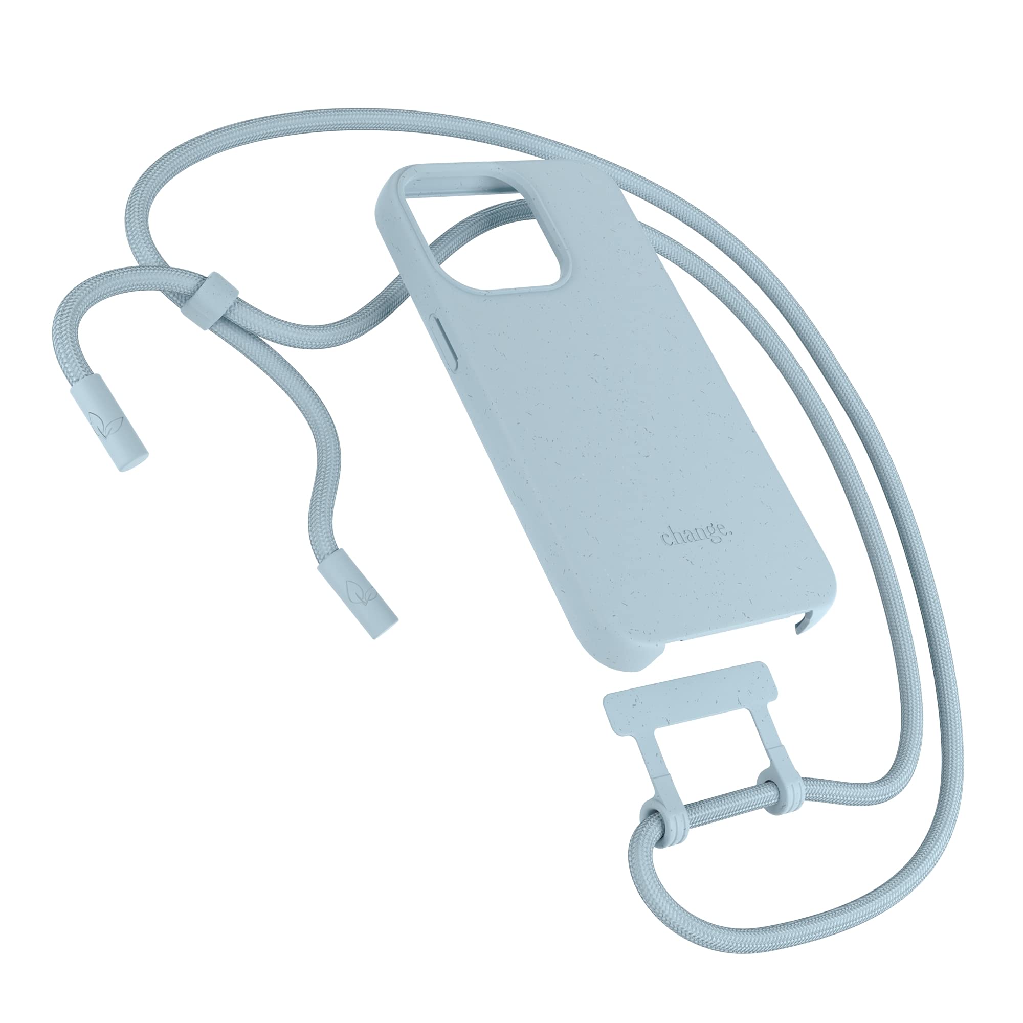 Woodcessories - Eco-friendly Hanging Case Compatible with iPhone 13 Pro, iPhone 13 Pro Lanyard Case for Adjustable Hanging - Pastel Blue, Made of Plants