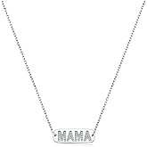zocare Mother's Day Gifts,Silver Mama Necklaces for Women, Dainty Mom Pendant Bar Necklace,Non Tranish Charm Mama Choker for Gift for Mother, First Time Mom,Trendy Jewelry for Chrismas