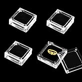 TTFdacai 4 PCS Clear Acrylic Jewelry Storage Containers with Lid Clear Gemstone Display Box Acrylic Ring Box with Magnetic Clasps and Sponge Inside for Storage of Small Items,Coins, Necklace, Crafts