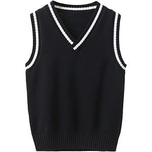Boys Sweater VES - Kids V Neck Sweater Vest Sleeveless Classic Pullover Knit Tops Clothes School Uniform for Girls
