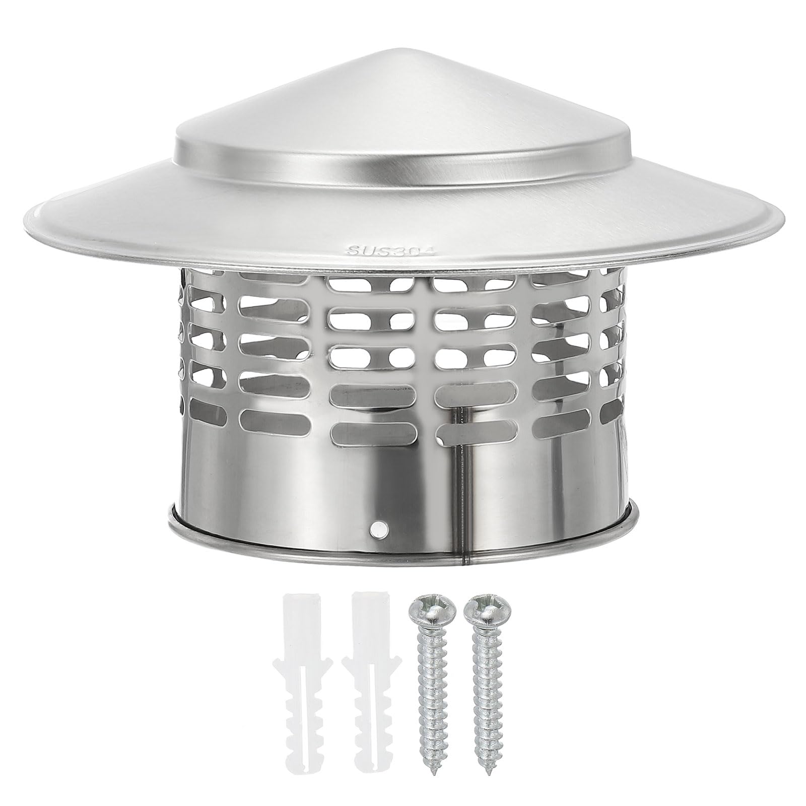 PATIKIL 6" Chimney Cap, 304 Stainless Steel Round Chimney Cover Cap Hood Screen Roof Vent with Screws for Fireplace Exhaust Exterior Stove Pipe