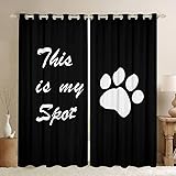 Cat Dog Paw Curtains,Black and White Window