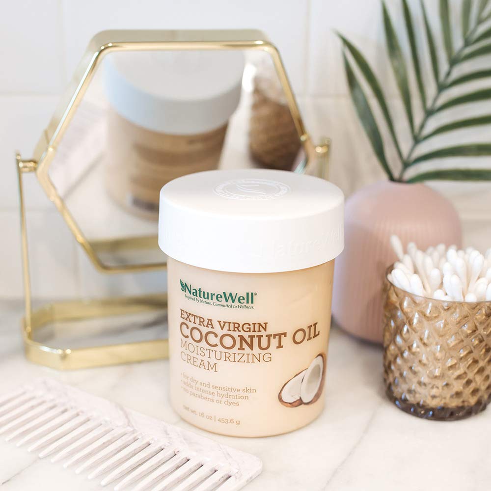 NatureWell Extra Virgin Coconut Oil Moisturizing Cream for Face & Body, 16 oz. | Adds Intensive Hydration to Dry & Sensitive Skin : Beauty