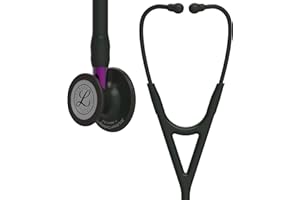 3M Littmann Cardiology IV Diagnostic Stethoscope, 6203, More Than 2X as Loud, Weighs Less, Stainless Steel Black-Finish Chestpiece, 27" Violet Stem, Black Tube and Headset