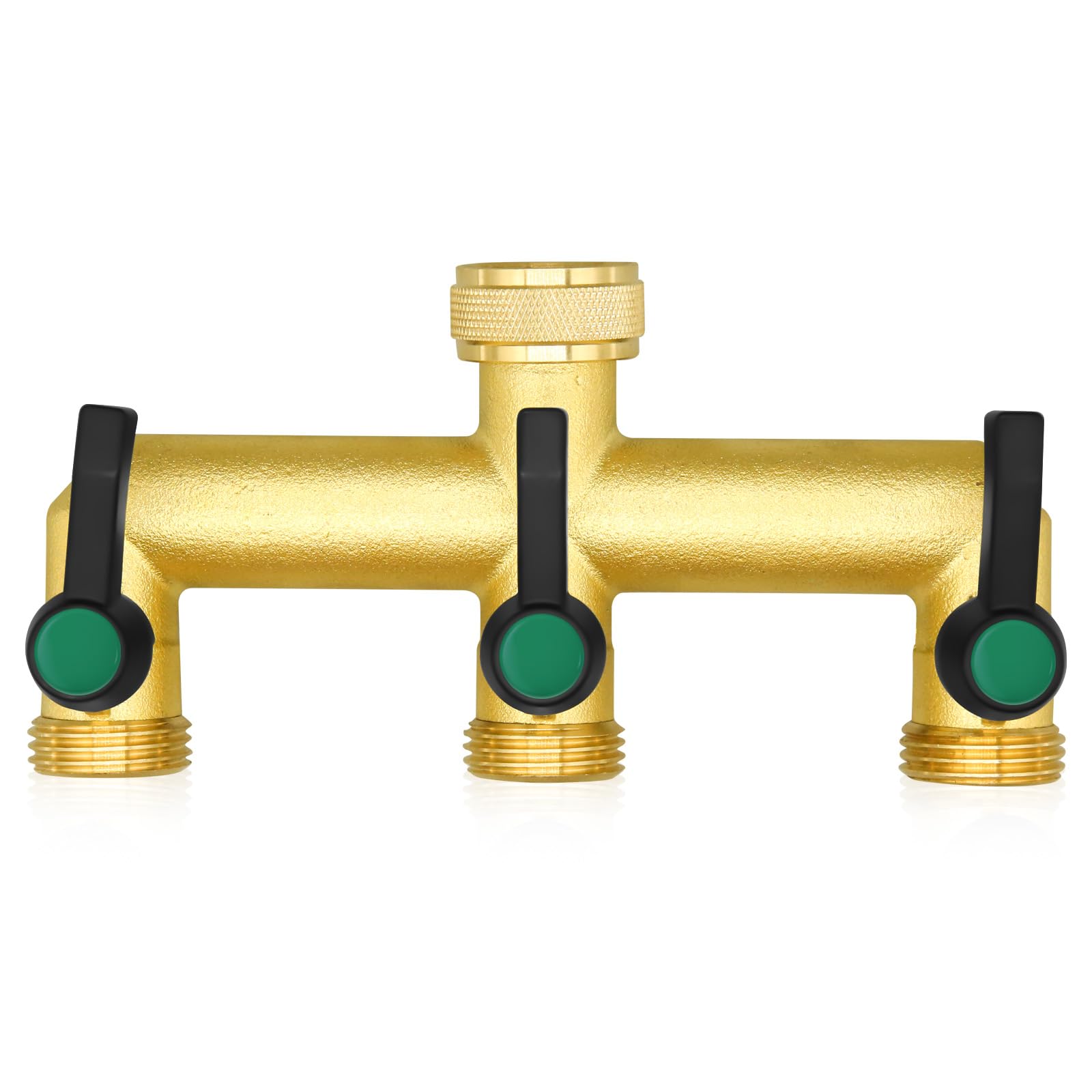 Photo 1 of Garden Hose Splitter, Water Hose Splitter GHT 3/4" Thread 3 Way Hose Splitter, Brass Hose Splitter Faucet Splitter with Shutoff Valve and Extended Handle for Outdoor Garden Hoses Watering System