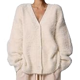 Womens Fuzzy Sweaters Cardigan V-Neck Button Down Oversized Mohair Sweater Casual Y2k 2025 Fall Winter