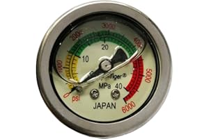 UP100 PCP Paintball High Pressure Liquid/Oil-Filled Dive Pump Pressure Gauge 46MM 40MPA / 6000PSI M10 * 1