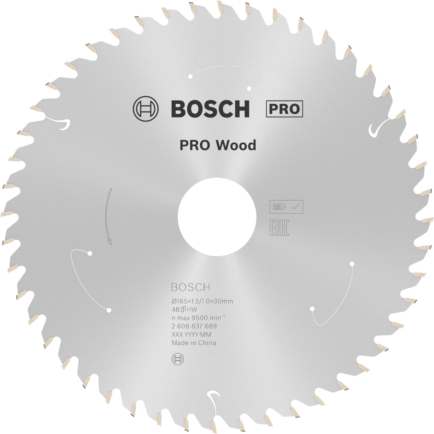 Bosch 1x PRO Wood Circular Saw Blade for Cordless Hand-Held Circular Saws (for Softwood, Hardwood, Ø mm, Professional Accessory Hand-Held Circular Saw)