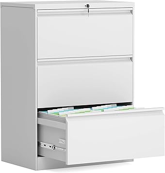 Amazon Com Aobabo Lateral File Cabinet 3 Drawer Metal File Cabinet With Lock Letter Legal Size 28 25 W Fast Assemble With 0 Screw Kitchen Dining