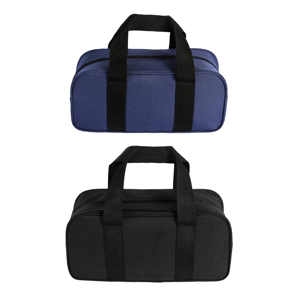 Tool Bags 2-Piece Toolbag Organizer Wide Open Mouth Storage (A, black+blue)