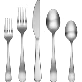 Cambridge Rhiannon Satin 45-Piece 18/0 Silverware Set for 8, Flatware | silver, dishwasher safe | includes knives, forks, and spoons | heavy duty, cutlery set for kitchen and dining, utensil set
