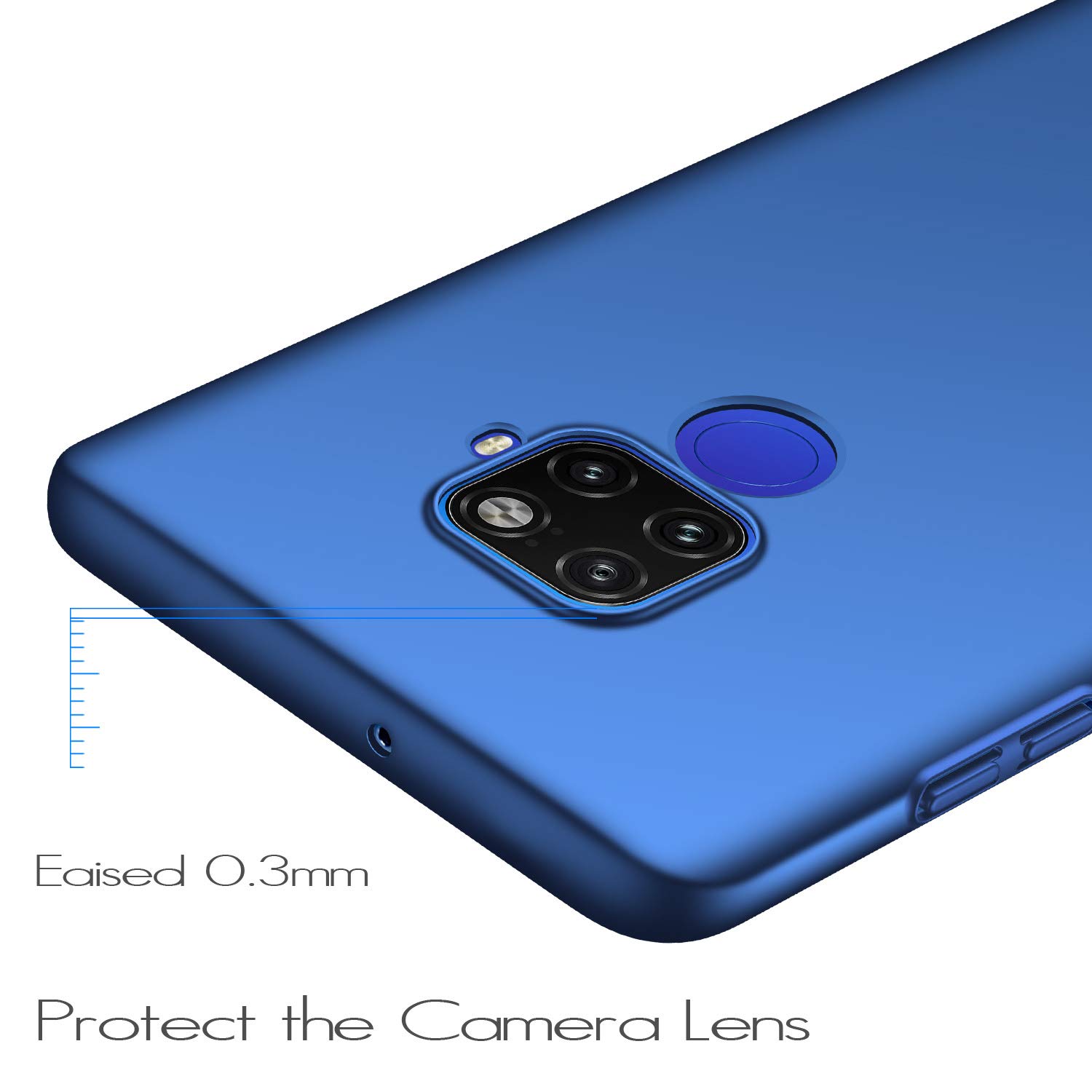 UCMDA Funda para Huawei Mate 30 Lite, Carcasa Huawei Mate 30 Lite con Protector de Pantalla, Fundas [Anti-Arañazo] Duro para Huawei Mate 30 Lite (Azul)