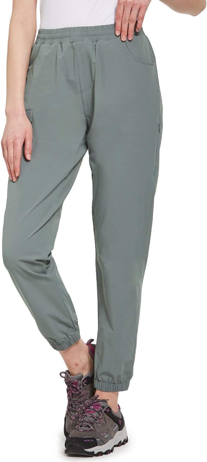 BALEAF Women's Hiking Pants Quick Dry Drawstring Joggers with Pockets Lightweight Running UPF Ankle Capri : Clothing