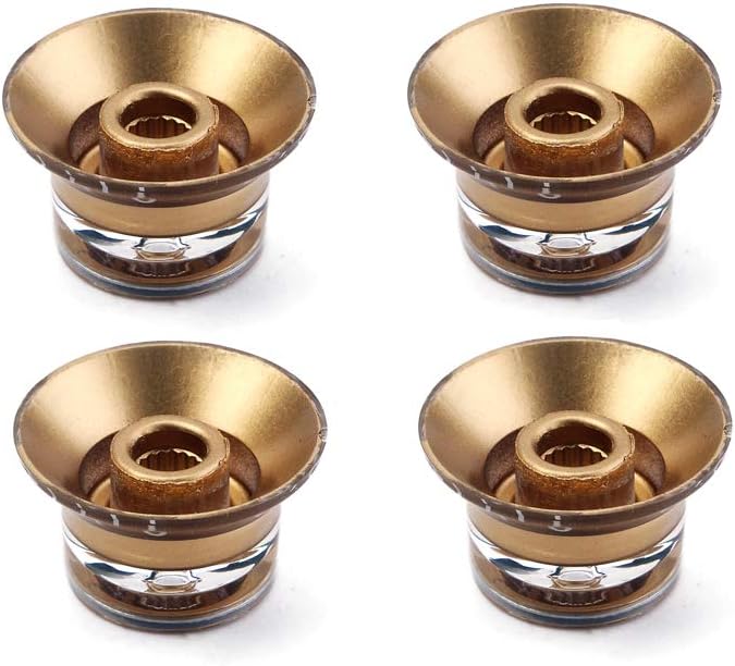 Alnicov 2Pcs Volume 2Pcs Tone Electric Guitar Bass Top Hat Knobs Speed Volume Tone Amp Effect Pedal Control Knobs Yellow With Silver Top - Image 4