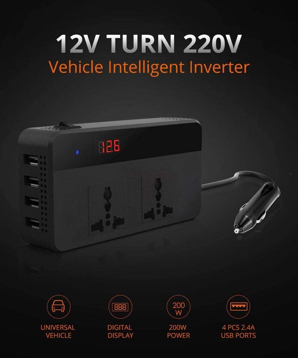 Sanic Power Inverter 12V to 240V 220V Car UK Socket and 4 USB Charger Converter DC to AC Transformer