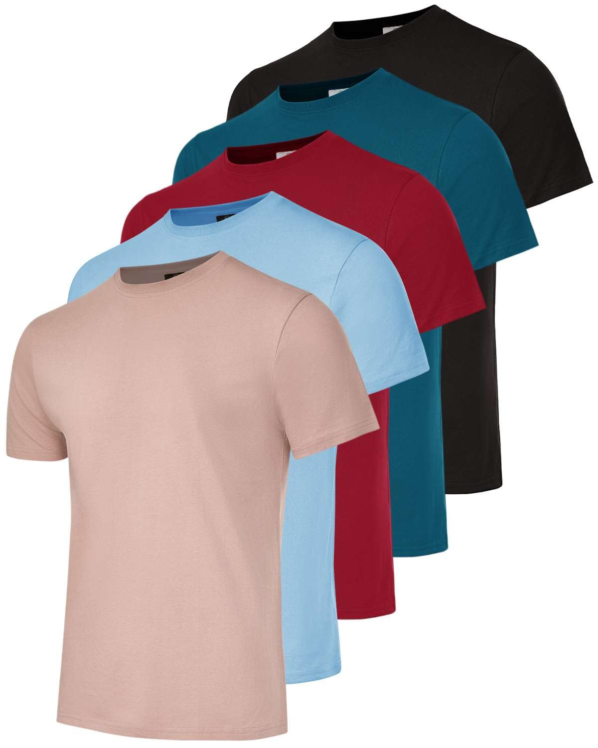 Photo 1 of Real Essentials 5 Pack: Men’s 100% Cotton Casual T-Shirts Plain Jersey Shirts Fashion Tees (Big & Tall Available)- Set 5, XXXL