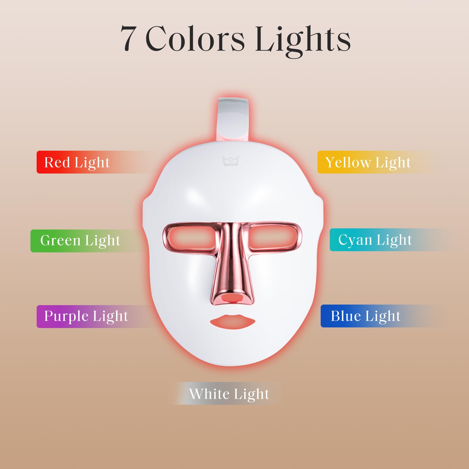 Facego Red Light Therapy for Face, 7 Color Red Light Mask with 90 bead lamps, At-Home Facial Care Device, Cordless, Portable, and Rechargeable