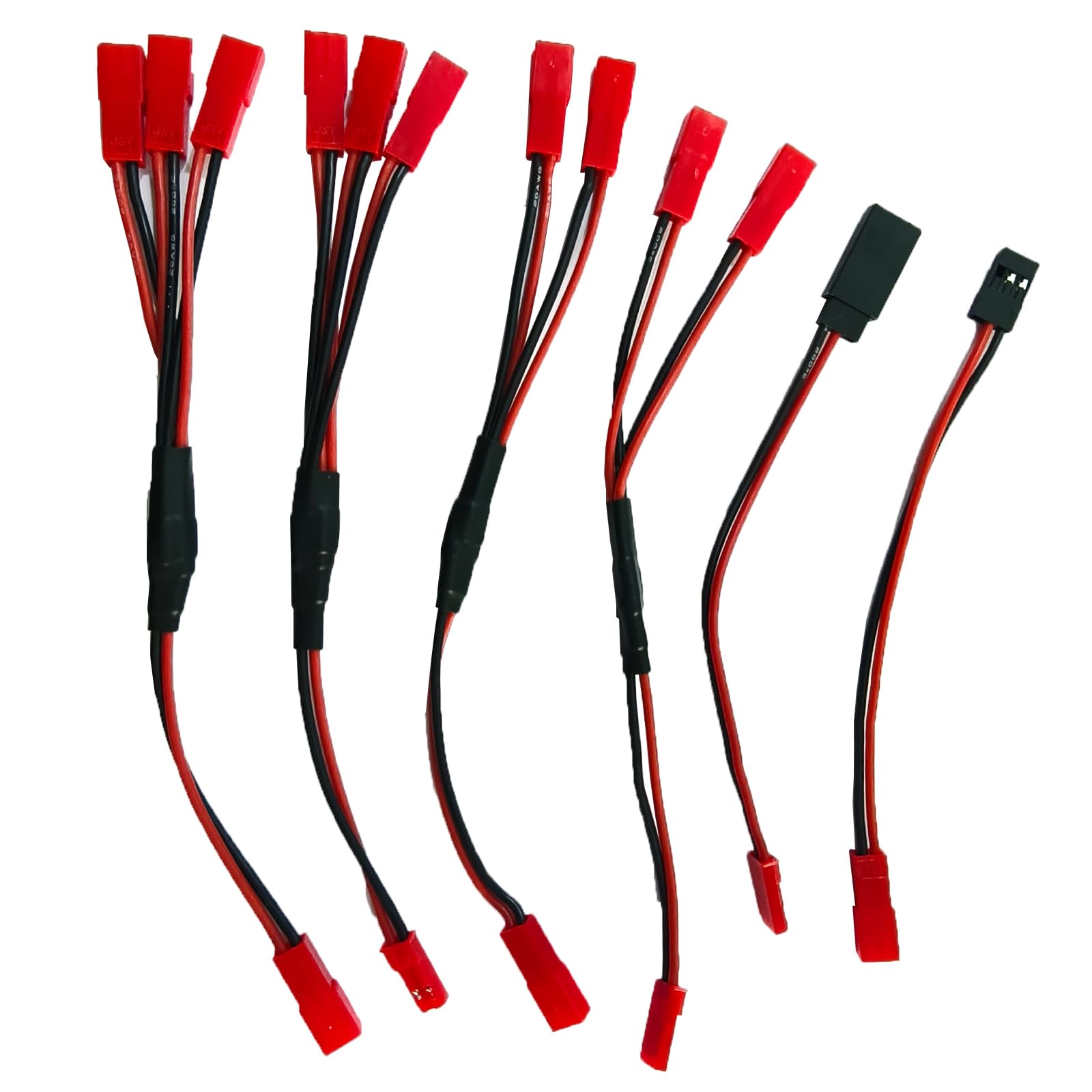 Photo 1 of 6-Pack JST Plug Splitter Cable, JST Male to Female Connector Parallel Adapter Y Harness, JST to JR Adapter for Traxxas TRX-4 RC Car Crawler Truck Cooling Fan ESC Battery Motor