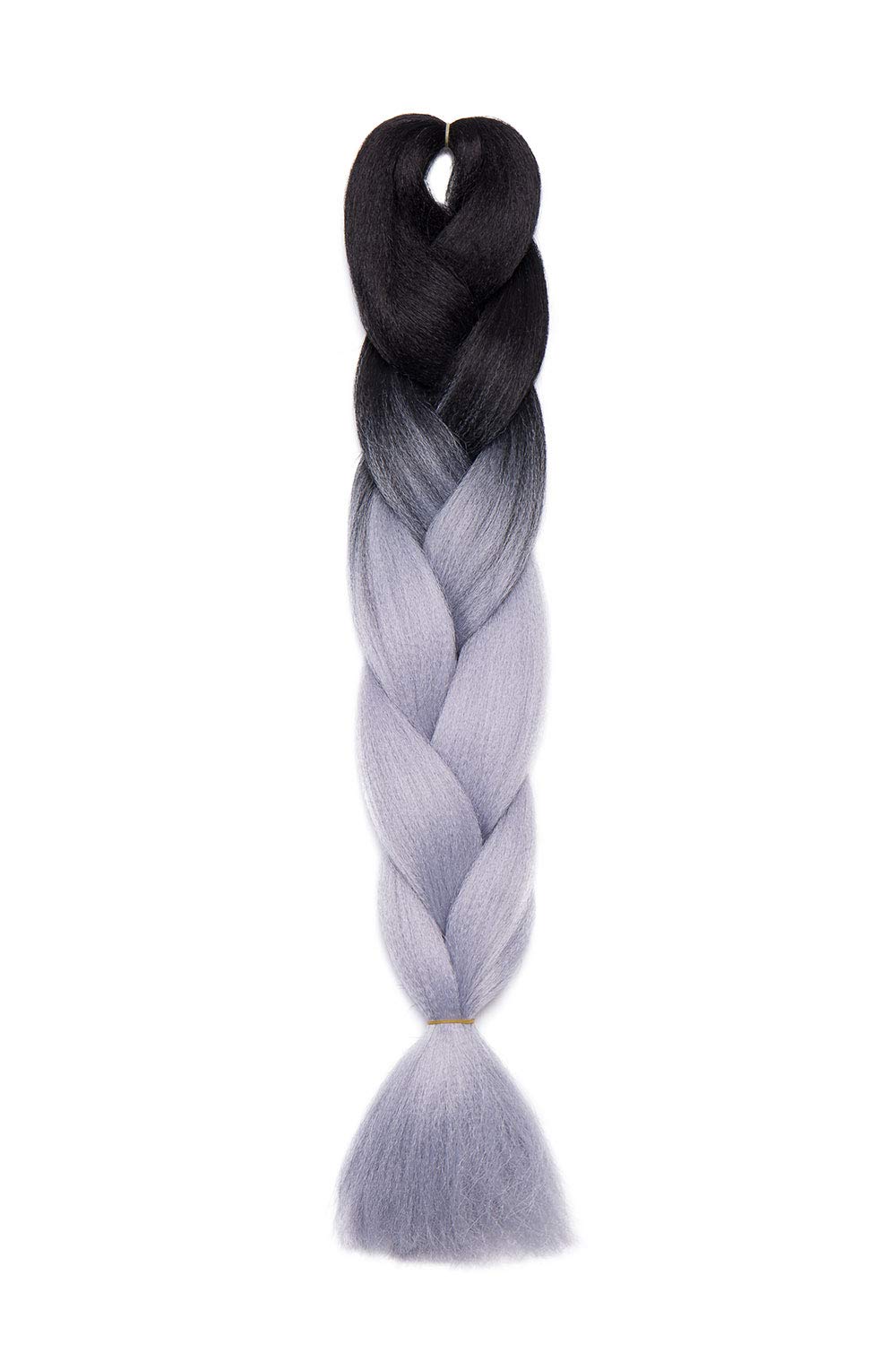 Ombre 4 Tones Braiding Hair Extensions Jumbo Braids Hair Extension Jumbo Braiding for Twist Braiding 24",1 Bundles - Black to Silver Grey