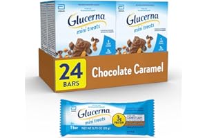 Glucerna Mini Treats, Diabetic Snack Replacement to Support Blood Sugar Management, 80 Calories, Chocolate Caramel, 6-Bar Pack, 24 Count