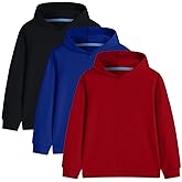 Comche 3 Pack Cotton Kids Hoodies Light Weight Sweatshirts (Thin) Boys Girls Fall Spring Long Sleeve Pullover Toddlers Tops