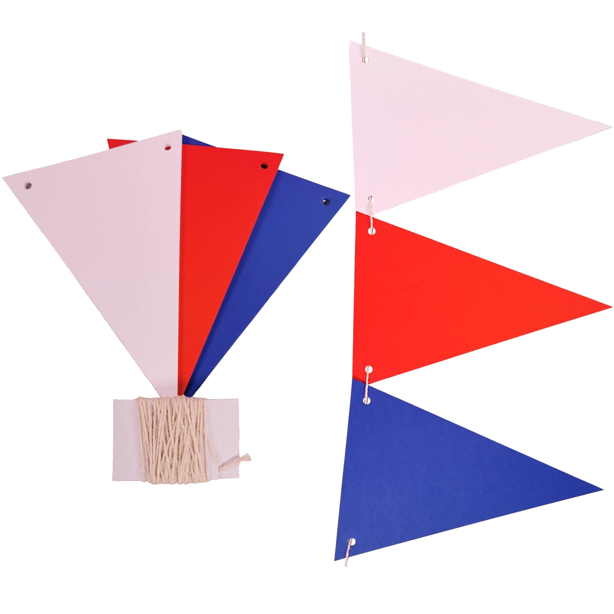 BCreativetolearn 150 Jubilee Bunting Flags With String - Make Your Own Bunting Decorations & Birthday Party Banners 21x14cm Triangle Flags 5000cm String