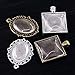 Glarks 48-Pieces Oval and Square Pendant Trays with Glass Cabochon Dome Tiles Clear Cameo for Crafting DIY Jewelry Making, 24 Sets