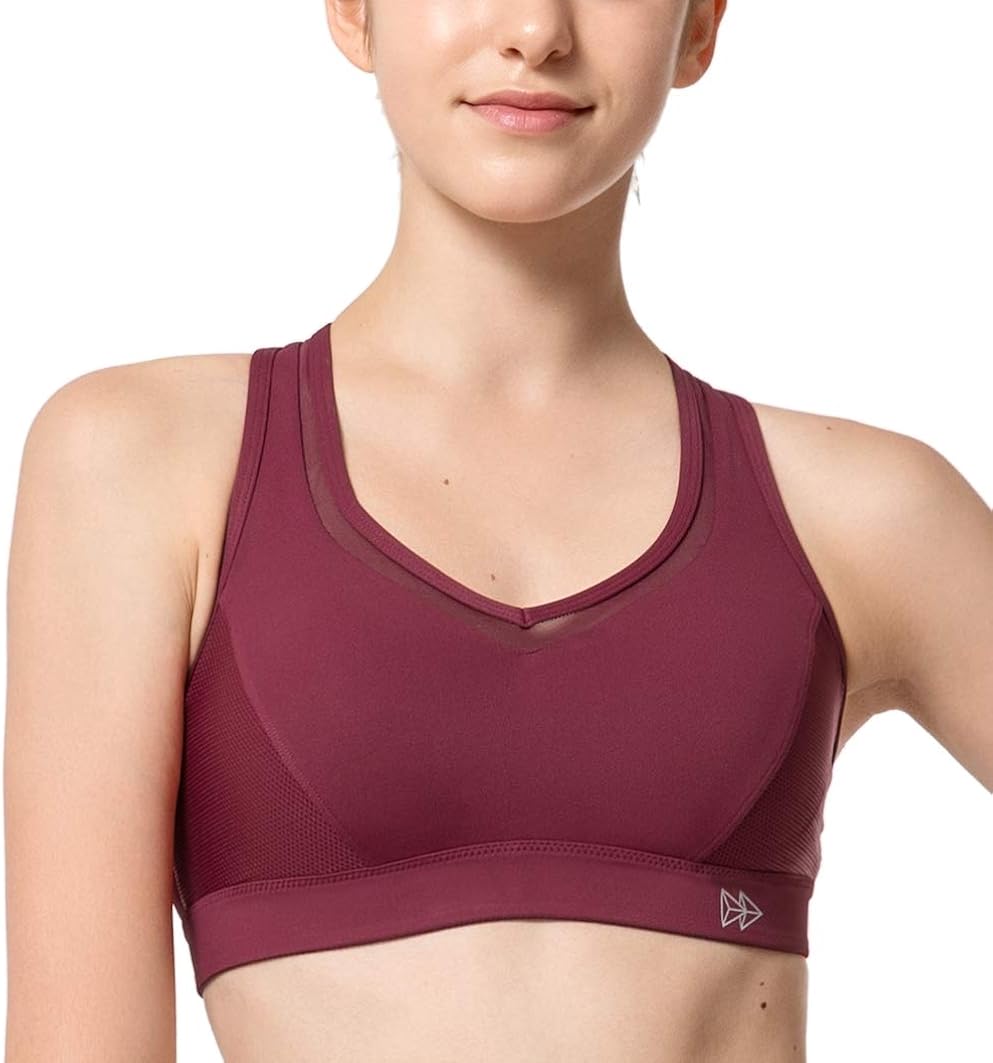Yvette Sport BH Starker Halt mit Mesh Ringerrücken Gepolstert Fitness