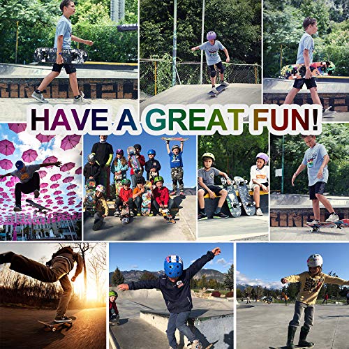 VOKUL Complete Skateboard for Kids Boys Girls Beginners - 31" X 8" inch Standard Skateboard with 7 Layer Maple Double Kick Concave Cruiser Skateboard with Beauty Pattern for Kids Youths Adults