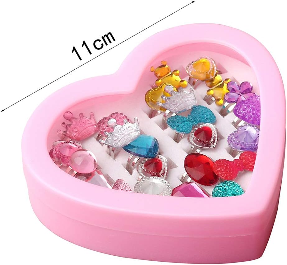 pengxiaomei 24 Pcs Little Girls Princess Jewelry Rings, Random Style