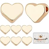 Beebeecraft 18K Gold Plated Heart Beads Heart Spacer Beads 30Pcs Brass Loose Beads 6x7mm for Christmas Valentine Wedding DIY Necklace Bracelet Earring