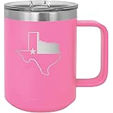 Rogue River Tactical Pink Texas State Flag Heavy Duty Stainless Steel Coffee Mug Tumbler With Lid Novelty Cup Great Gift Idea For Her Women Cowgirl Any Texan TX