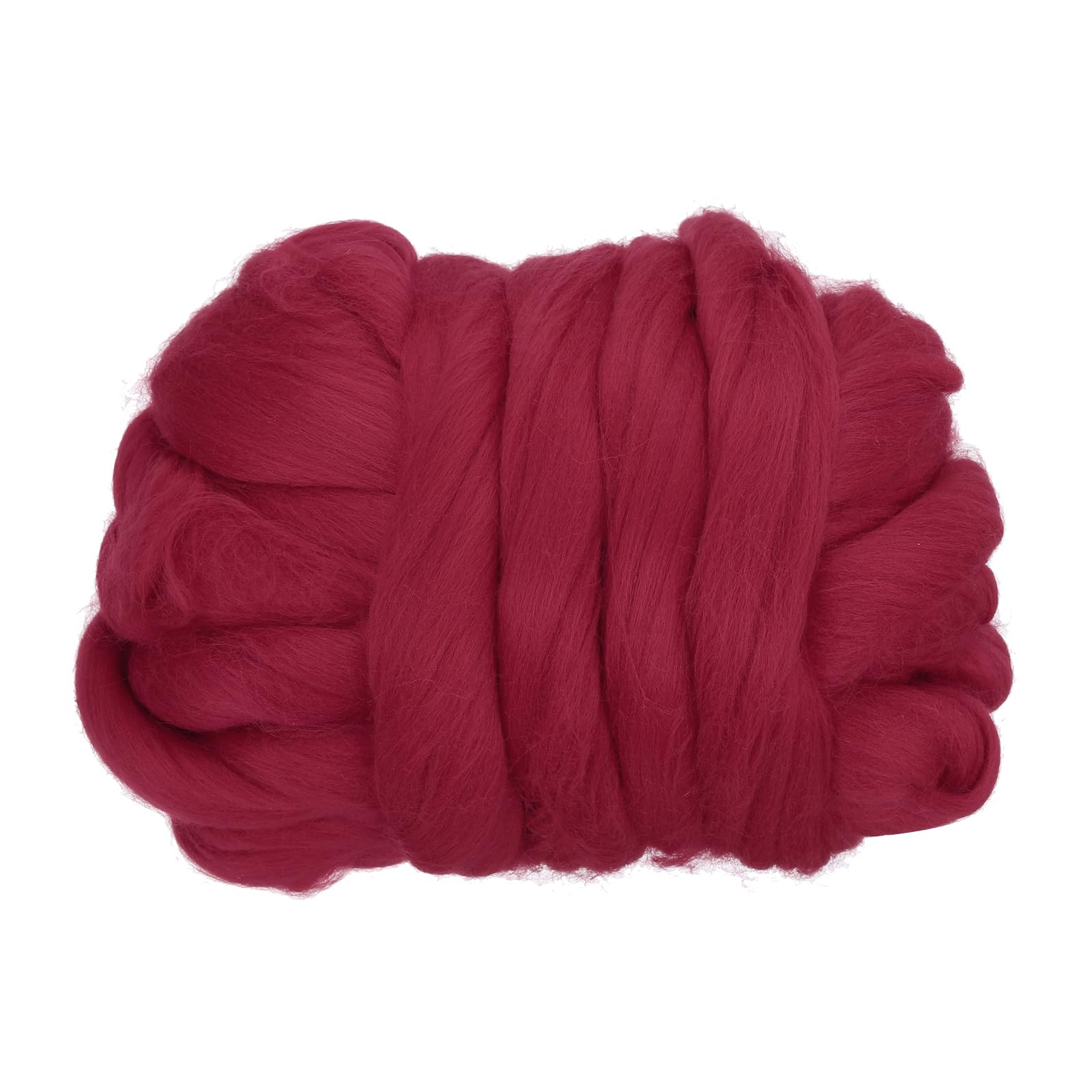 PATIKIL Wool Roving Yarn, 100G/3.53OZ Soft Felting Wool Pure Chunky Roving Yarn Bulk for Needle Felting Knitting Blanket Spinning Weaving DIY Craft, Wine Red