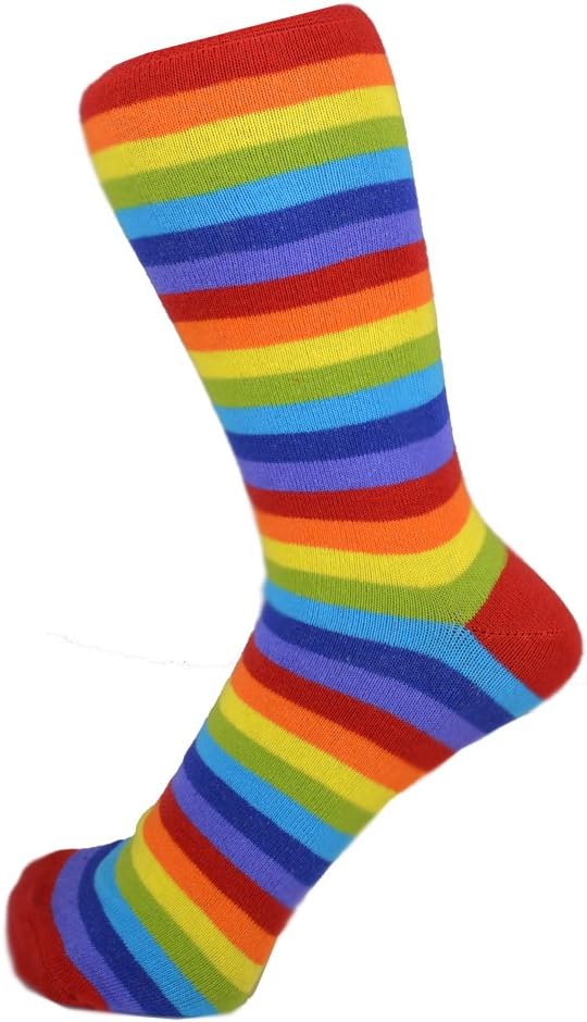 Men Cotton Rich Rainbow Striped Design Ankle Socks One Size 6-11