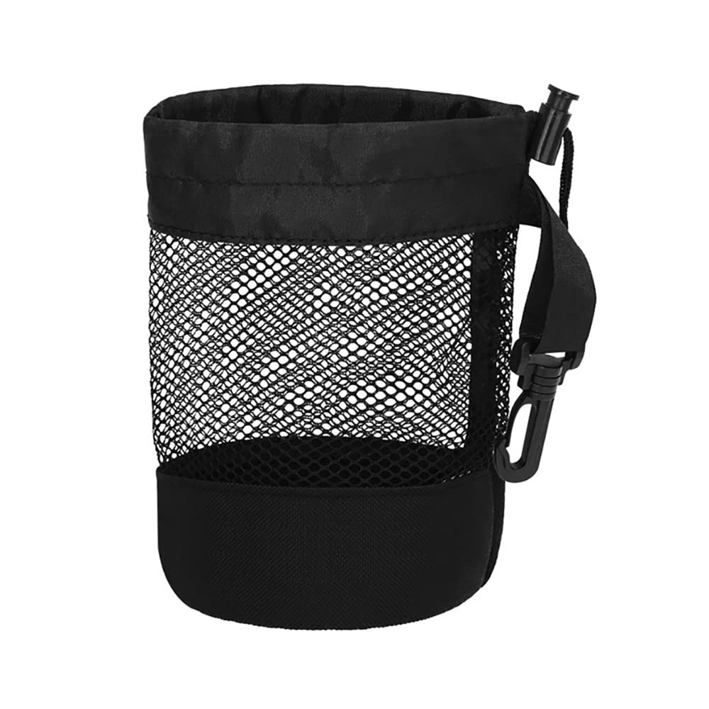 Tiardey 16 Golf Ball Holder, Nylon Mesh Drawstring Pouch, Black, 16.5cm x 14cm