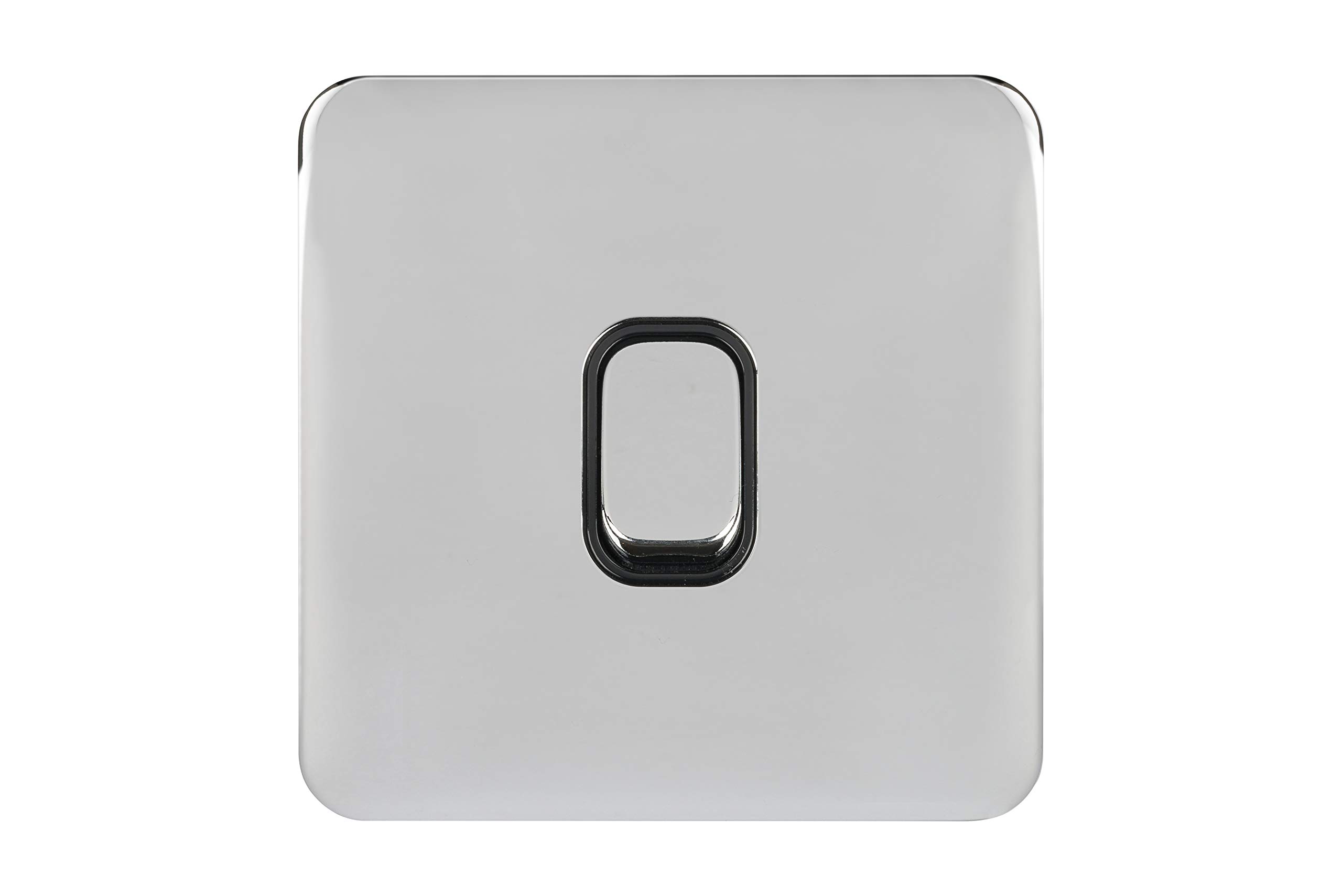 Schneider Electric Lisse Screwless Deco - Retractive Single 2 Way Light Switch, 10 A, GGBL1012RBPCS, Polished Chrome with Black Insert