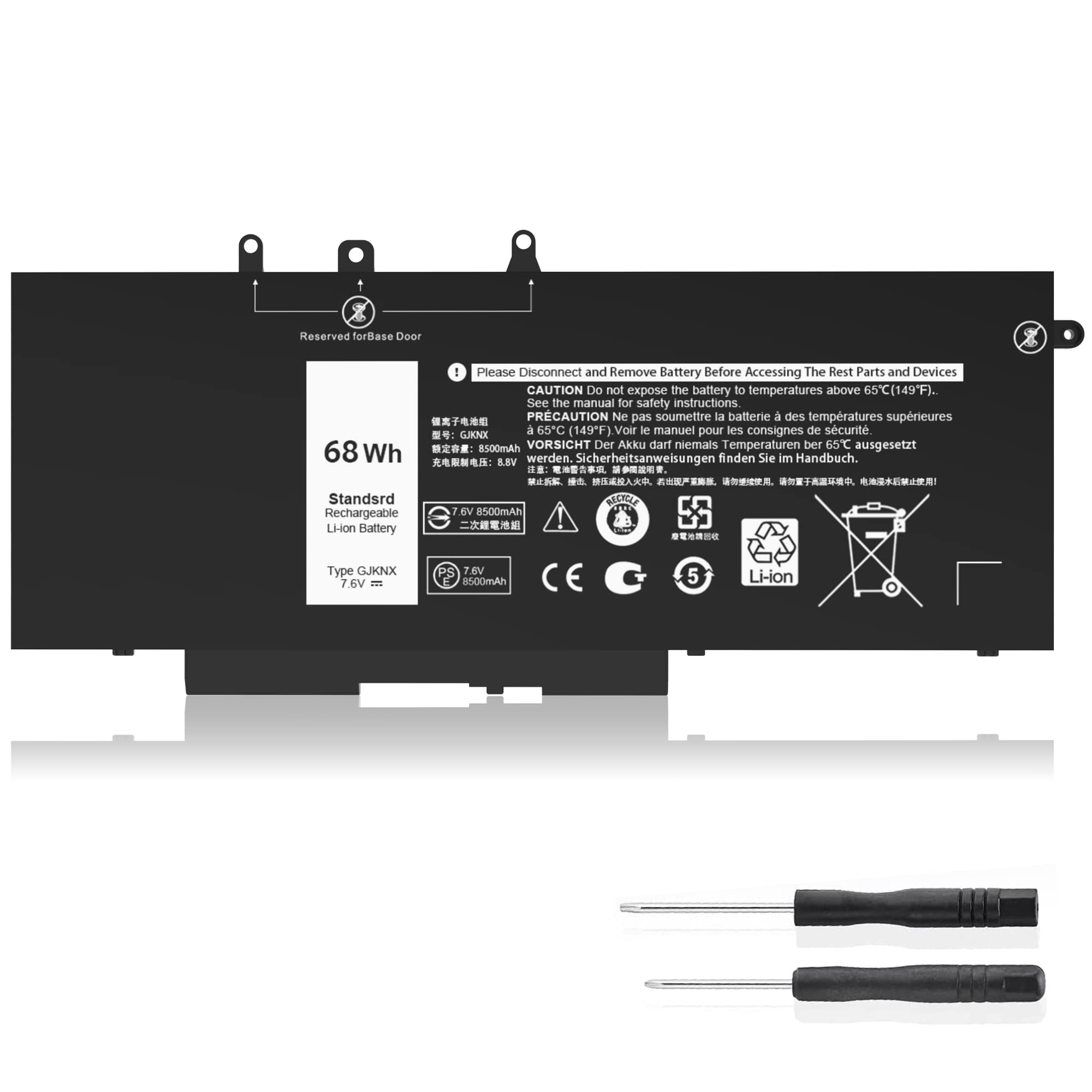 Photo 1 of 68Wh GJKNX Laptop Battery Replacement for Dell Latitude 5480 5580 5590 5490 5280 5288 5488 5591 5491 5495 E5480 E5580 E5490 E5590 Precision 15 3520 3530 Series Fits GD1JP DY9NT 5YHR4 451-BBZG 7.6V-L8