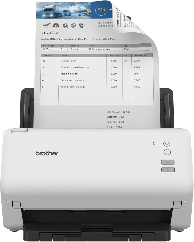 Brother ADS-4100 Desktop Document Scanner USB 3.0 60 Sheet ADF UK Plug