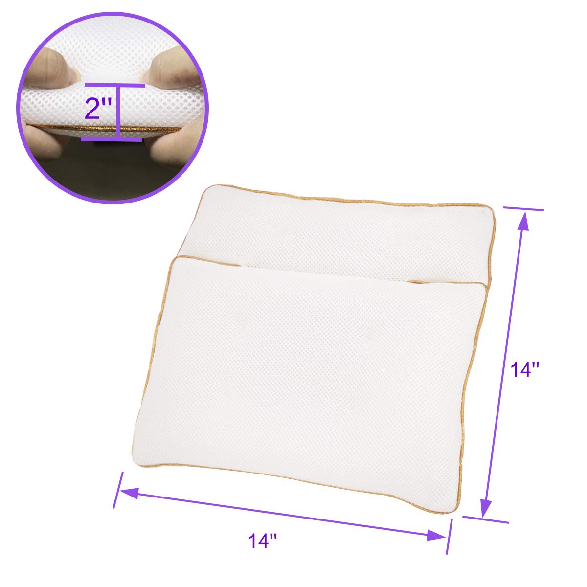 VIEFIN Luxury Spa Bath Pillows for Tub,Bathtub Pillow Neck and Back Support,Soft Bathtub Pillow with Sturdy and Powerful Suction Cups,2-Panel: Beauty