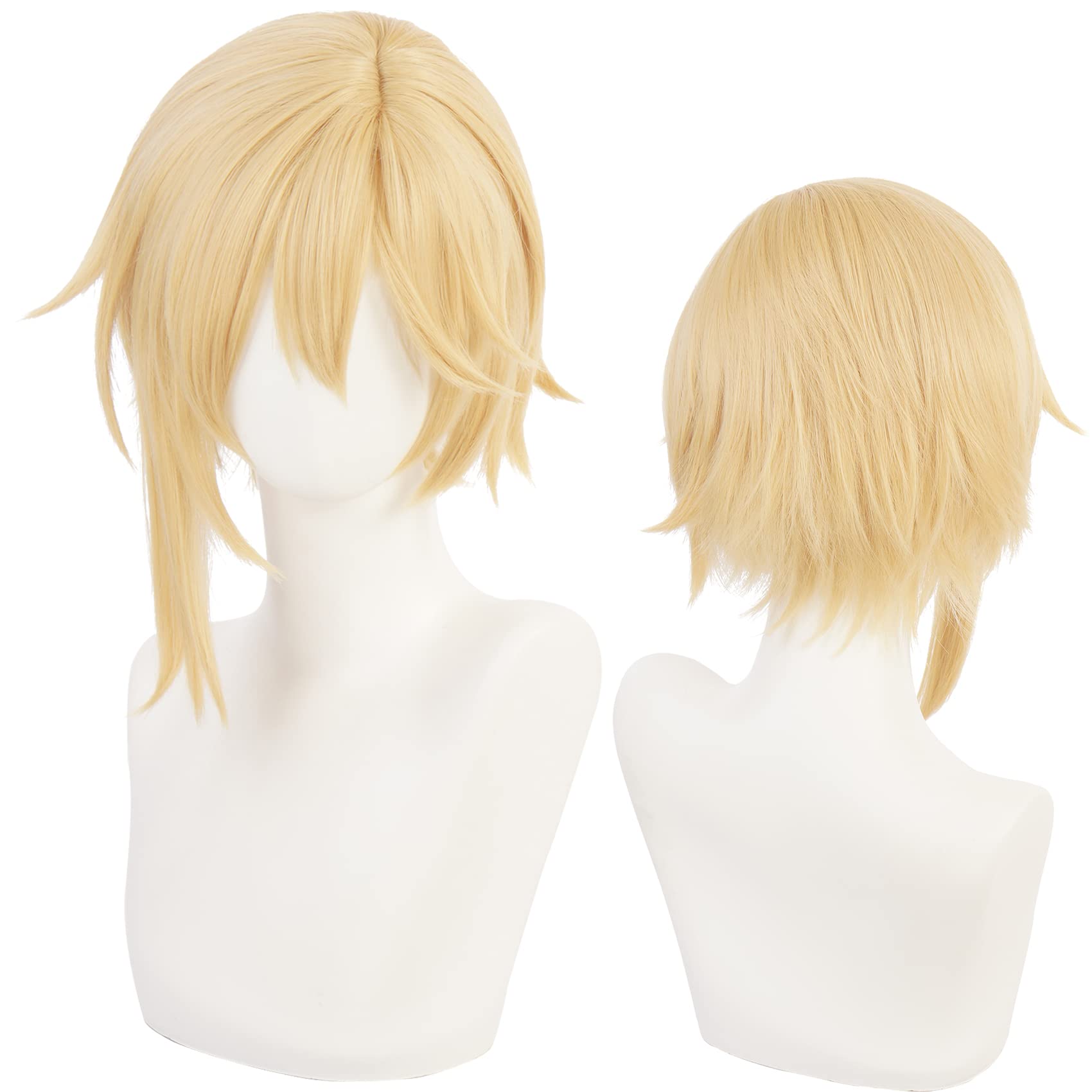 Yellow Short Cosplay Wig with Short Heat Resistant Fiber Synthetic for Women Men Halloween Comic Con Cos Anime Party Replacement Wigs — image 1