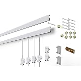 STAS Cliprail Picture Hanging System Set - Covers 9.84 ft of Wall Space - Basic Picture Rail &amp; Art Hanging Gallery Kit (Matte Silver Rails, Includes 6 Hooks &amp; 4 Cords)