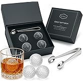 Golf Gifts for Men Dad, Golf Balls Whiskey Chillers Set with Glasses, Unique Dad Birthday Gift Ideas from Daughter Son, Retirement Bar Stuff Gift Father Him Brother, Cool Chiller Ball for Liquor Vodka