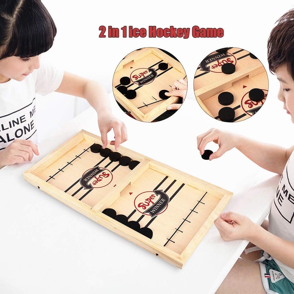 Fast Sling Puck Game,Slingshot Hockey Game,Fast Paced Portable Wooden Table Hockey Board Game for Adults & Kids,Fun Family Interactive Toy for Games Nights & Parties - Image 4